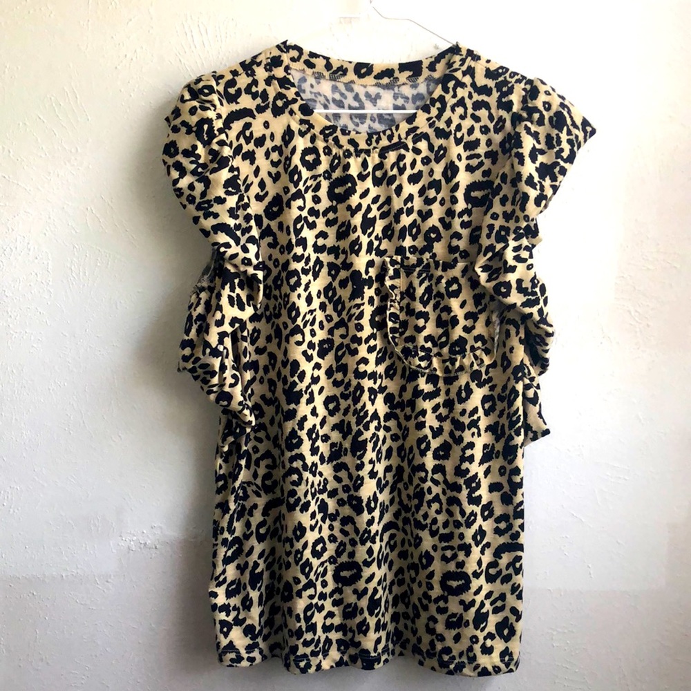 NWOT Leopard print ruffle sleeve tank top